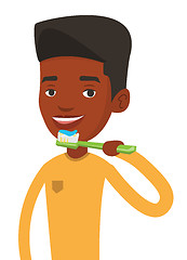 Image showing Man brushing his teeth vector illustration.