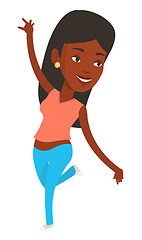 Image showing Cheerful african-american woman dancer dancing.