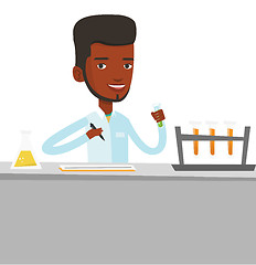 Image showing Laboratory assistant working vector illustration.