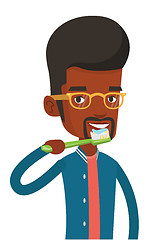 Image showing Man brushing his teeth vector illustration.