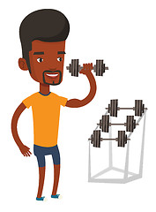 Image showing Man lifting dumbbell vector illustration.