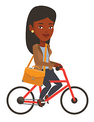 Image showing Woman riding bicycle vector illustration.