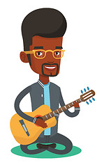 Image showing Man playing acoustic guitar vector illustration.