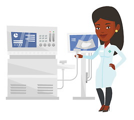 Image showing Female ultrasound doctor vector illustration.