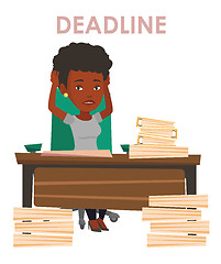 Image showing Business woman having problem with deadline.