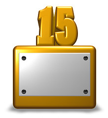 Image showing golden number fifteen