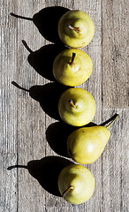 Image showing Pears in a row. Top view