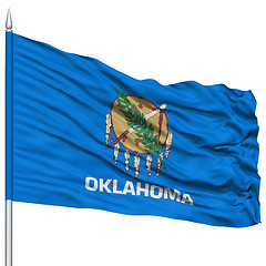 Image showing Isolated Oklahoma Flag on Flagpole, USA state