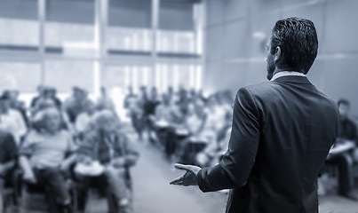 Image showing Speaker Giving a Talk at Business Meeting.