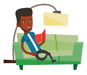 Image showing Man reading book on sofa vector illustration.