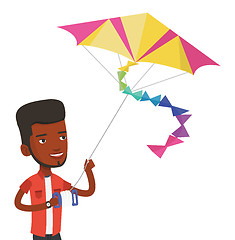 Image showing Young man flying kite vector illustration.