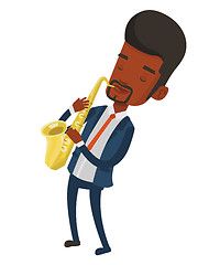 Image showing Musician playing on saxophone vector illustration.