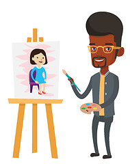 Image showing Creative male artist painting portrait.