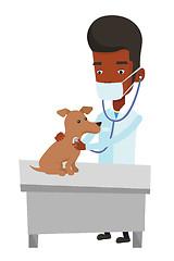 Image showing Veterinarian examining dog vector illustration.