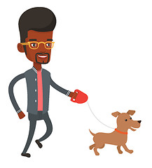 Image showing Young man walking with his dog vector illustration