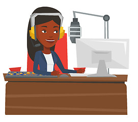 Image showing Female dj working on the radio vector illustration