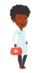 Image showing Doctor holding first aid box vector illustration.