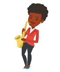 Image showing Musician playing on saxophone vector illustration.