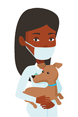 Image showing Veterinarian with dog in hands vector illustration