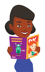 Image showing Woman reading magazine vector illustration.