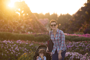 Image showing mother and daughter in flower garden