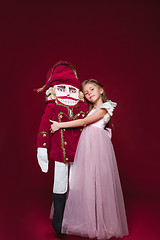 Image showing The beauty ballerina who holding a nutcracker