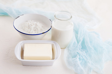 Image showing butter milk and cottage cheese