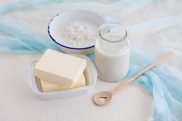 Image showing butter milk and cottage cheese