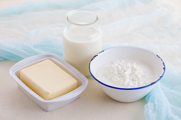 Image showing butter milk and cottage cheese