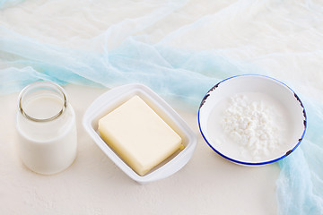 Image showing butter milk and cottage cheese