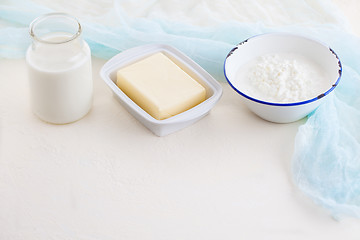 Image showing butter milk and cottage cheese