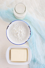 Image showing butter milk and cottage cheese