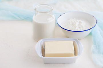 Image showing butter milk and cottage cheese