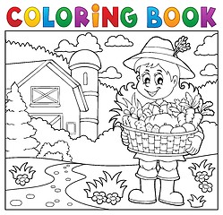 Image showing Coloring book woman farmer theme 2