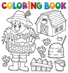 Image showing Coloring book woman farmer theme 1