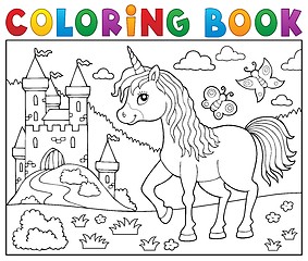 Image showing Coloring book happy unicorn topic 2