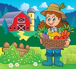 Image showing Woman farmer holding harvest theme 2