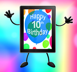 Image showing Multicolored Balloons For Celebrating A 10th or Tenth Birthday T