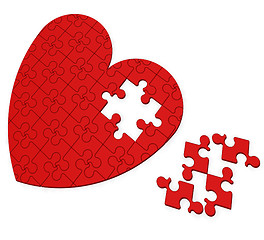 Image showing Unfinished Heart Puzzle Shows Valentine\'s Day