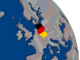 Image showing Germany with flag on globe