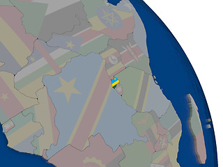 Image showing Rwanda with flag on globe