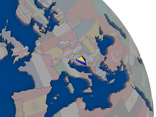 Image showing Bosnia with flag on globe