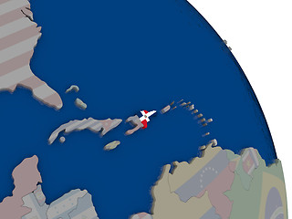 Image showing Dominican Republic with flag on globe