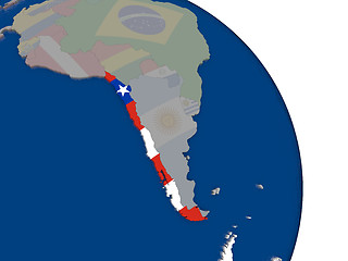 Image showing Chile with flag on globe