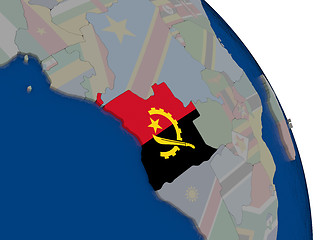 Image showing Angola with flag on globe