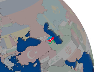 Image showing Azerbaijan with flag on globe