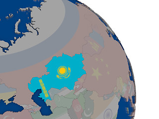 Image showing Kazakhstan with flag on globe