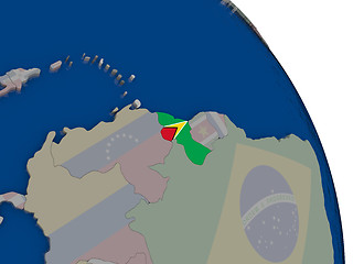 Image showing Guyana with flag on globe