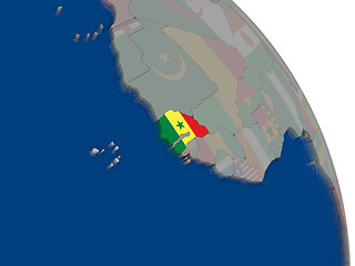 Image showing Senegal with flag on globe