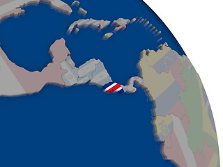 Image showing Costa Rica with flag on globe